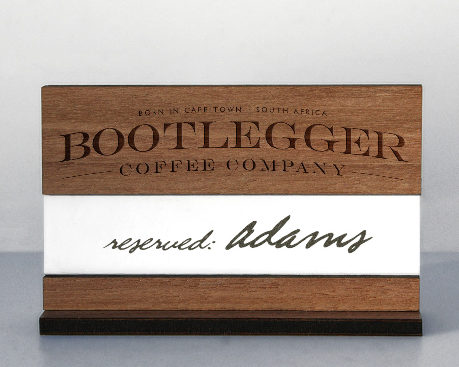 "Table Reserved" sign in wood, for your restaurant table top signage