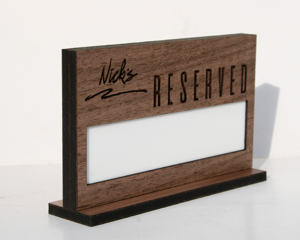 Restaurant Reserved Sign with white board for easy write-on, wipe-off name additions.